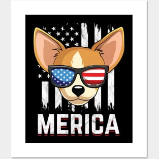 Chihuahua Dog American Flag Sunglasses Patriotic Posters and Art